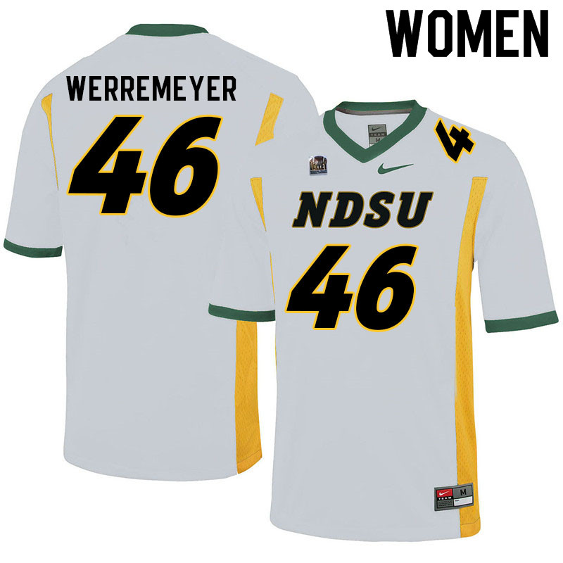 Women #46 Truman Werremeyer North Dakota State Bison College Football Jerseys Sale-White